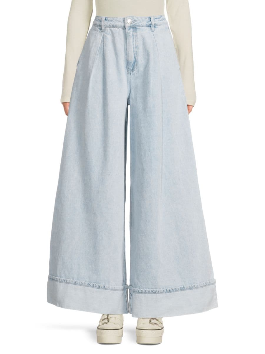 Джинсы из хлопка с широкими штанинами и плиссе WeWoreWhat, цвет Super Light Denim
Джинсы из хлопка с широкими штанинами и плиссе WeWoreWhat, цвет Super Light Denim