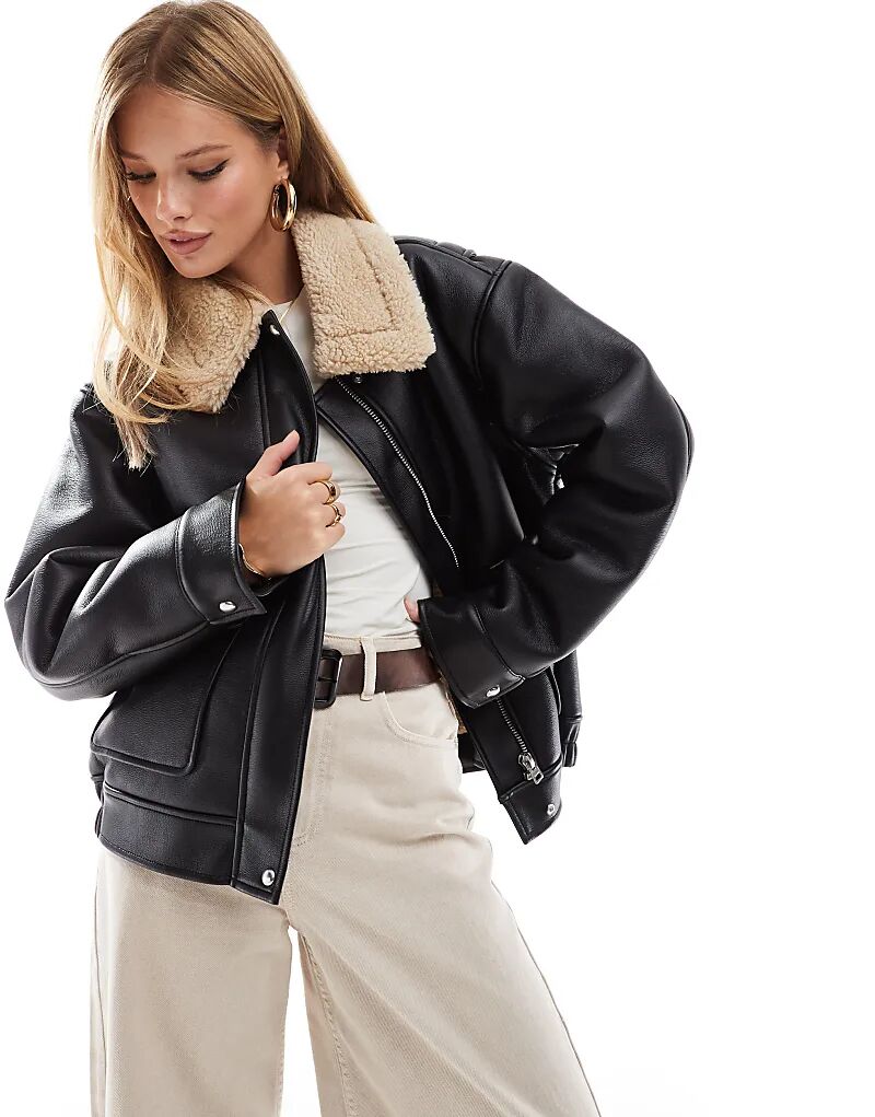 Куртка летная свободного кроя с воротником борг черного цвета ASOS DESIGN, Черный, Куртка летная свободного кроя с воротником борг черного цвета ASOS DESIGN
Куртка летная свободного кроя с воротником борг черного цвета ASOS DESIGN, Черный, Куртка летная свободного кроя с воротником борг черного цвета ASOS DESIGN