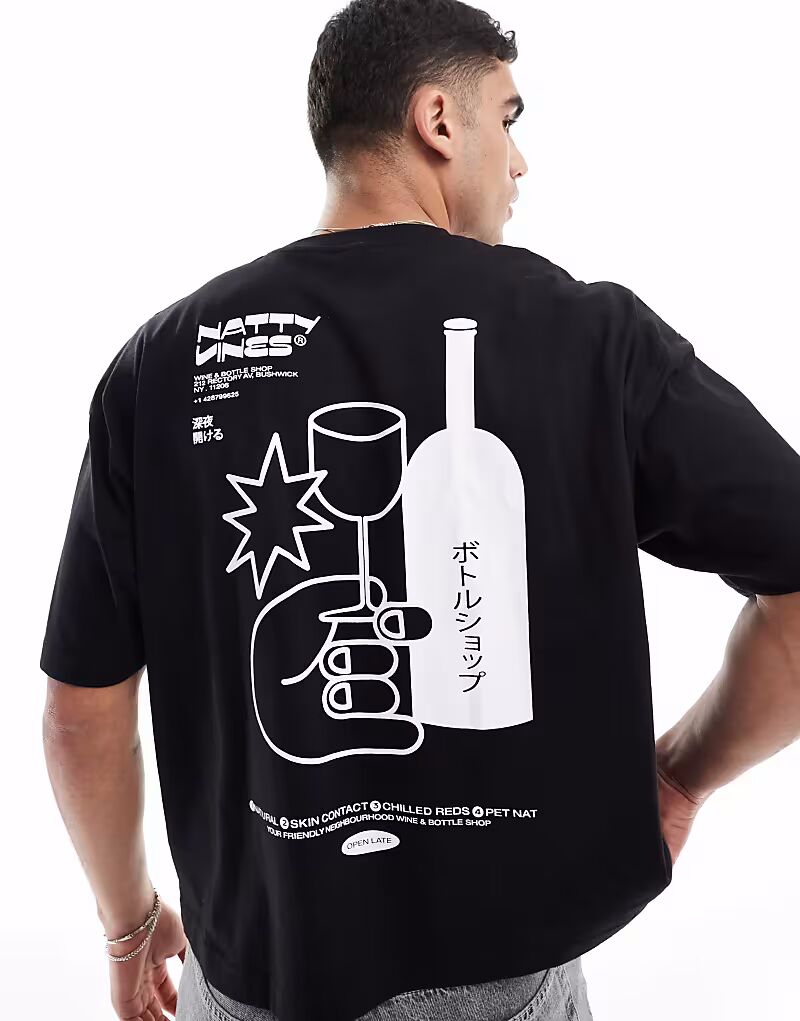 Футболка свободного кроя ASOS DESIGN черного цвета с принтом напитков 
Футболка свободного кроя ASOS DESIGN черного цвета с принтом напитков