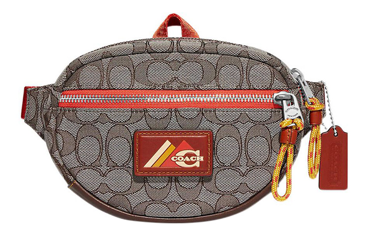 Жаккардовая поясная сумка с телячьей кожей, мужская футболка Trumpets, бежево-красный COACH
Жаккардовая поясная сумка с телячьей кожей, мужская футболка Trumpets, бежево-красный COACH