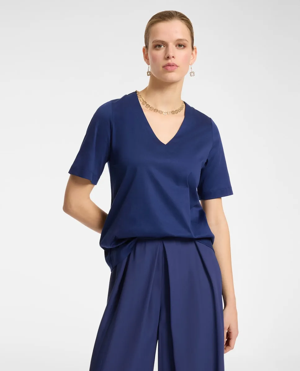 Женская футболка с V-образным вырезом и короткими рукавами Elena Miró, синий
Женская футболка с V-образным вырезом и короткими рукавами Elena Miró, синий