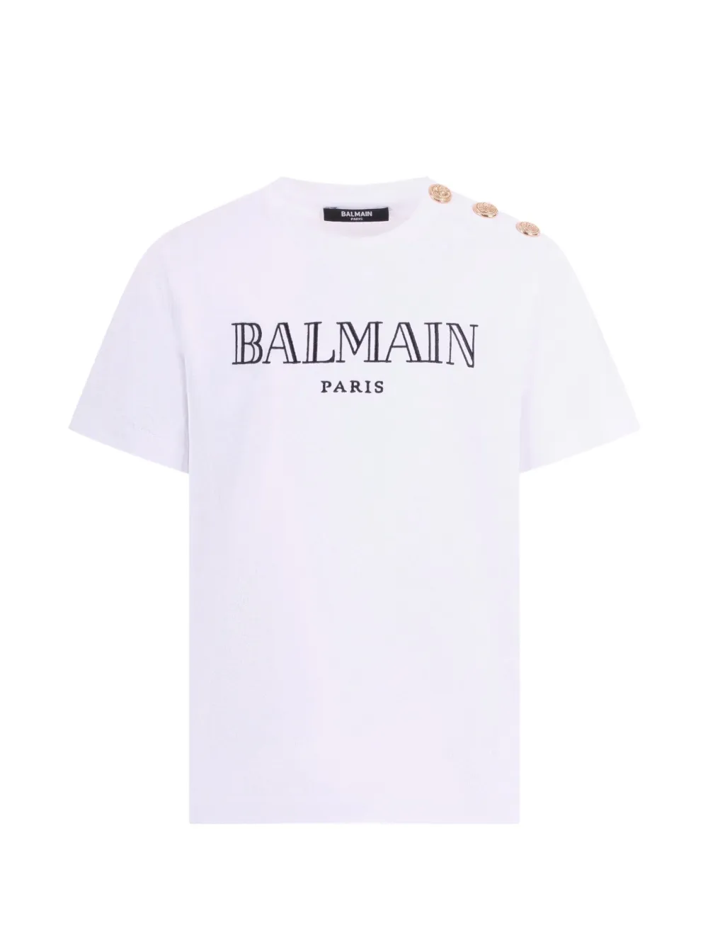 Футболка с вышитым логотипом и пуговицей Balmain Kids, белый
Футболка с вышитым логотипом и пуговицей Balmain Kids, белый