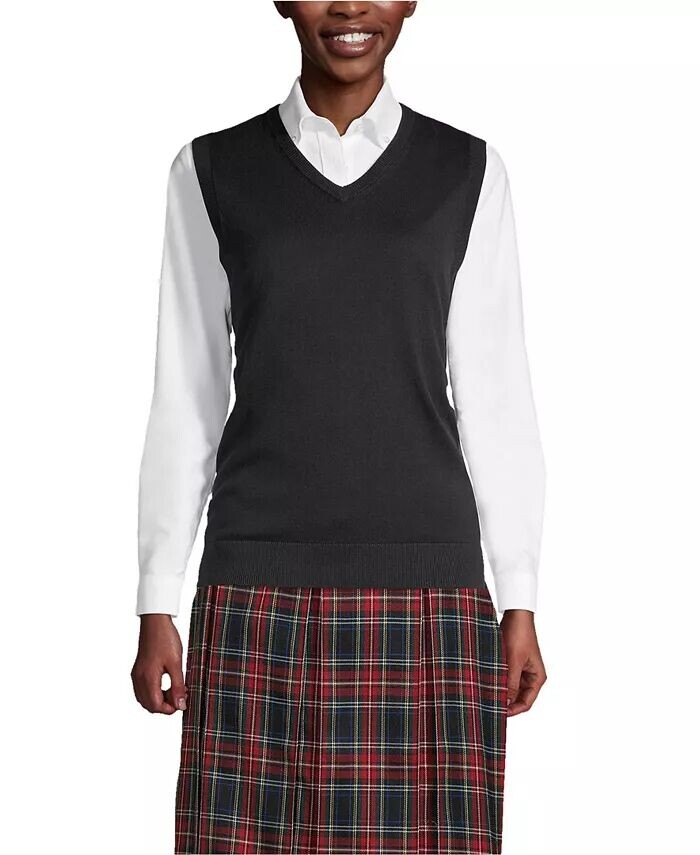 Школьная форма женская хлопковая модальная тонкая свитер жилет Lands' End, черный
Школьная форма женская хлопковая модальная тонкая свитер жилет Lands' End, черный