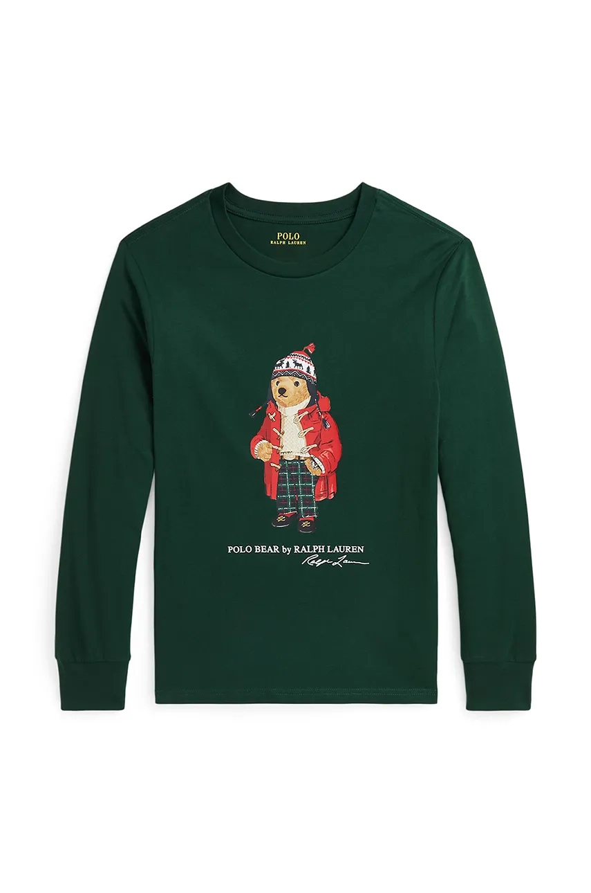Хлопковая футболка с длинными рукавами для мальчиков и девочек Polo Ralph Lauren, зеленый 
Хлопковая футболка с длинными рукавами для мальчиков и девочек Polo Ralph Lauren, зеленый