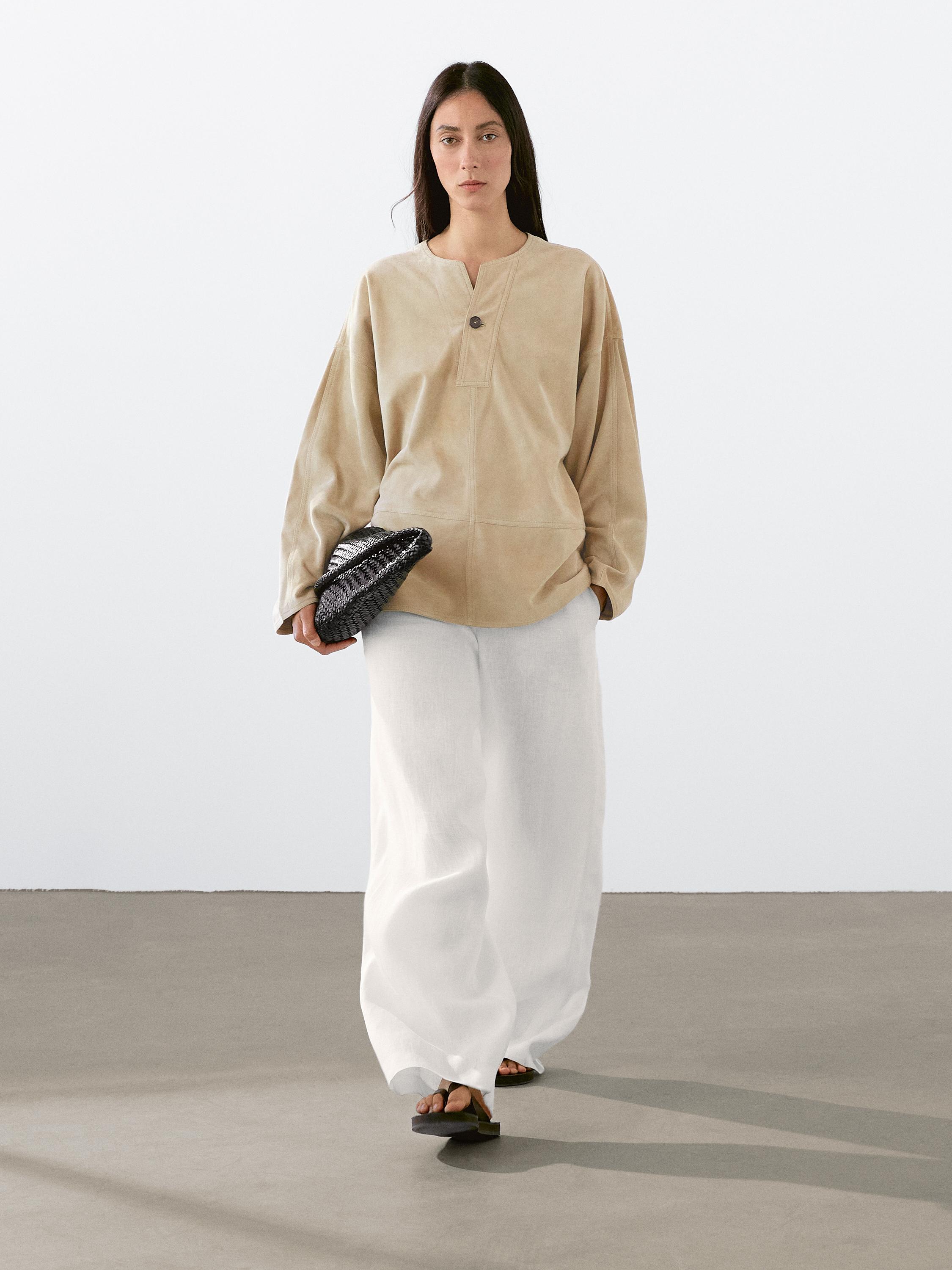 Широкая замшевая блузка Massimo Dutti, Stone
Широкая замшевая блузка Massimo Dutti, Stone