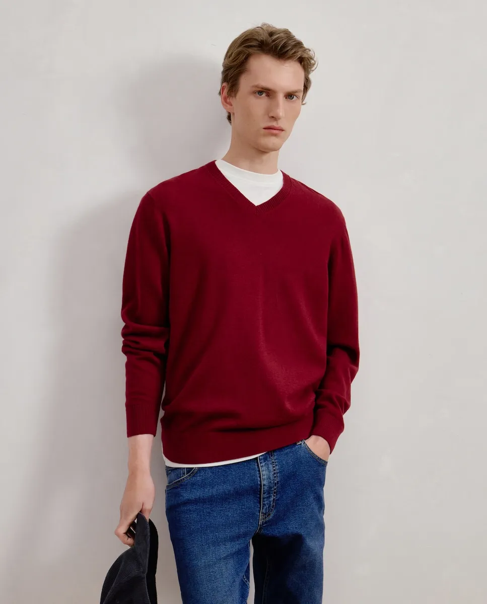 Мужской базовый свитер с V-образным вырезом Dustin, бордовый
Мужской базовый свитер с V-образным вырезом Dustin, бордовый