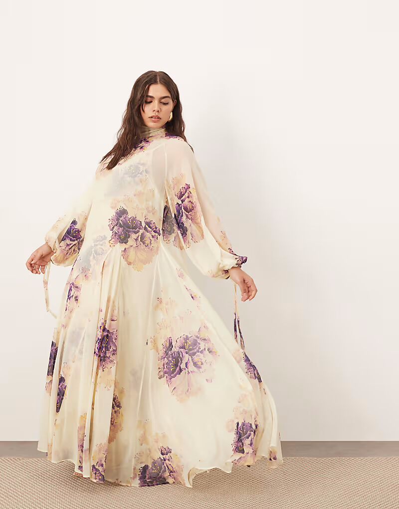 ARRANGE Curve платье-трапеция макси с высоким воротом в живописном цветочном узоре
ARRANGE Curve платье-трапеция макси с высоким воротом в живописном цветочном узоре