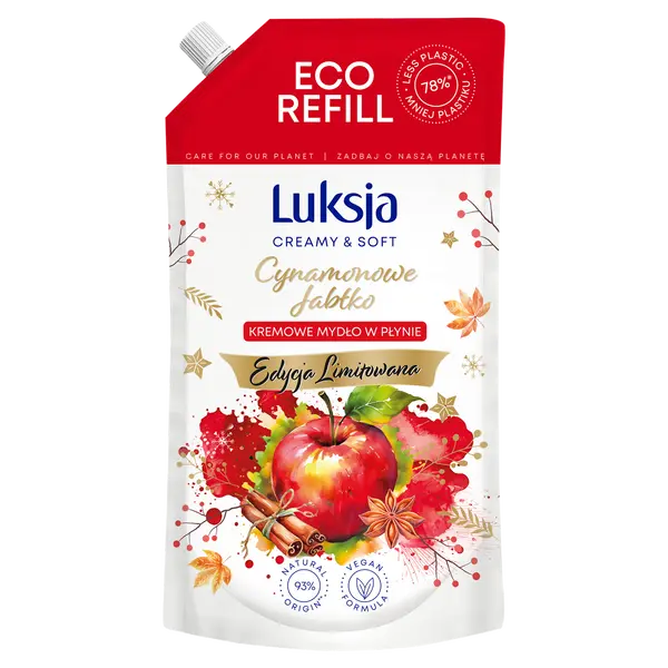 Поставка жидкого кремообразного мыла, 900 мл Luksja Creamy & soft cynamonowe jabłko 
Поставка жидкого кремообразного мыла, 900 мл Luksja Creamy & soft cynamonowe jabłko