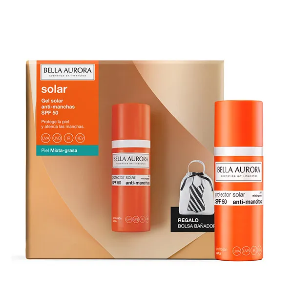 Подарочный пакет для купальника для комбинированной и жирной кожи Gel Solar Anti-Manchas Spf 50 Bella Aurora, 1 UD
Подарочный пакет для купальника для комбинированной и жирной кожи Gel Solar Anti-Manchas Spf 50 Bella Aurora, 1 UD