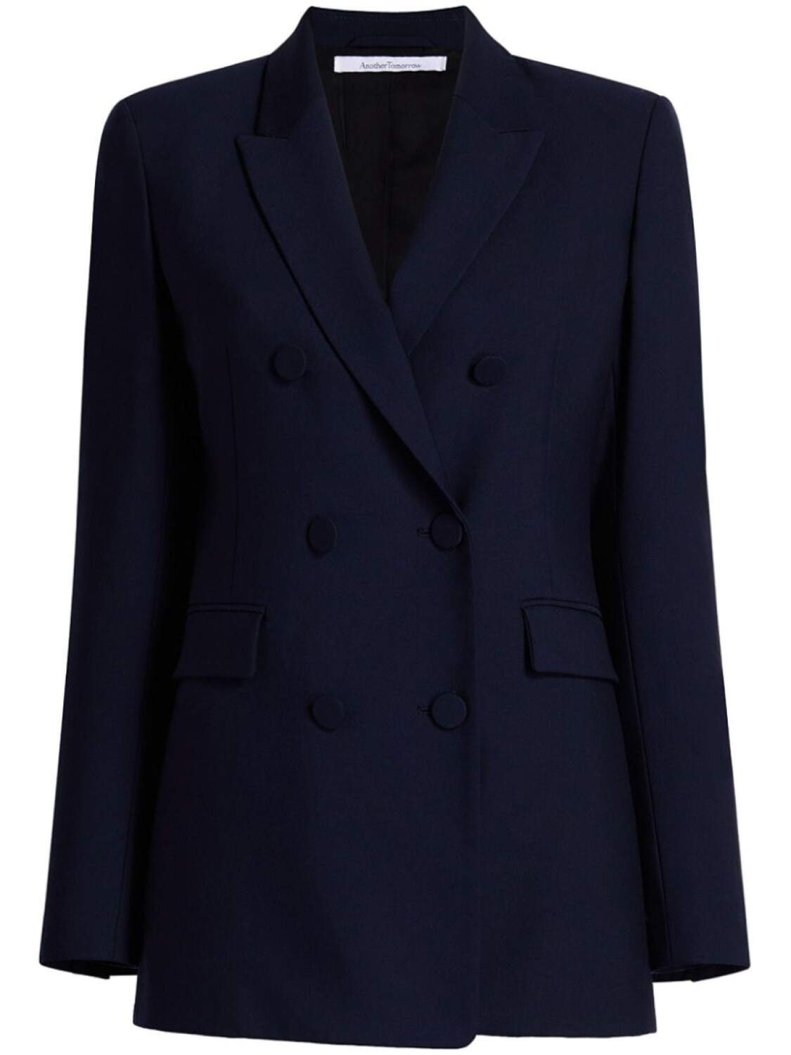 Another Tomorrow двубортный блейзер из шерсти мериноса, синий
Another Tomorrow двубортный блейзер из шерсти мериноса, синий
