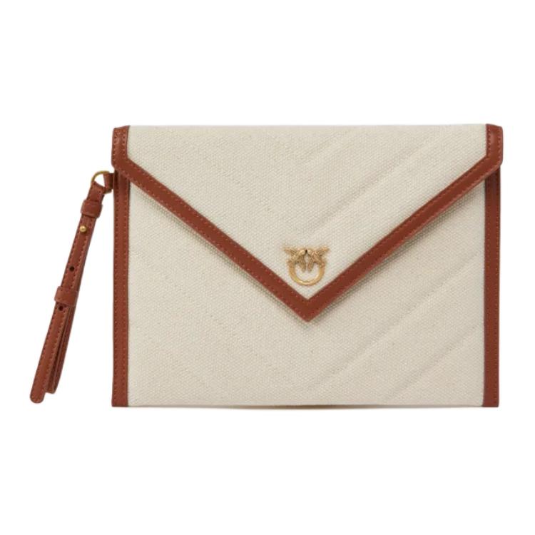 PINKO Хлопковая сумка-конверт клатч унисекс бело-коричневая
PINKO Хлопковая сумка-конверт клатч унисекс бело-коричневая