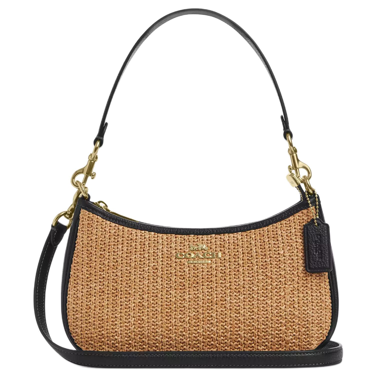 COACH Террасовая соломенная сумка с кожаными вставками 
COACH Террасовая соломенная сумка с кожаными вставками