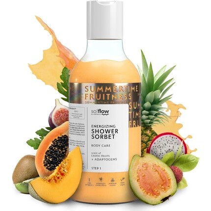 So!Flow Энергетический экзотический гель для душа с пассифлорой и корнем маки — гель для восстановления кожи на основе сорбета — Экзотические фрукты 
So!Flow Энергетический экзотический гель для душа с пассифлорой и корнем маки — гель для восстановления кожи на основе сорбета — Экзотические фрукты