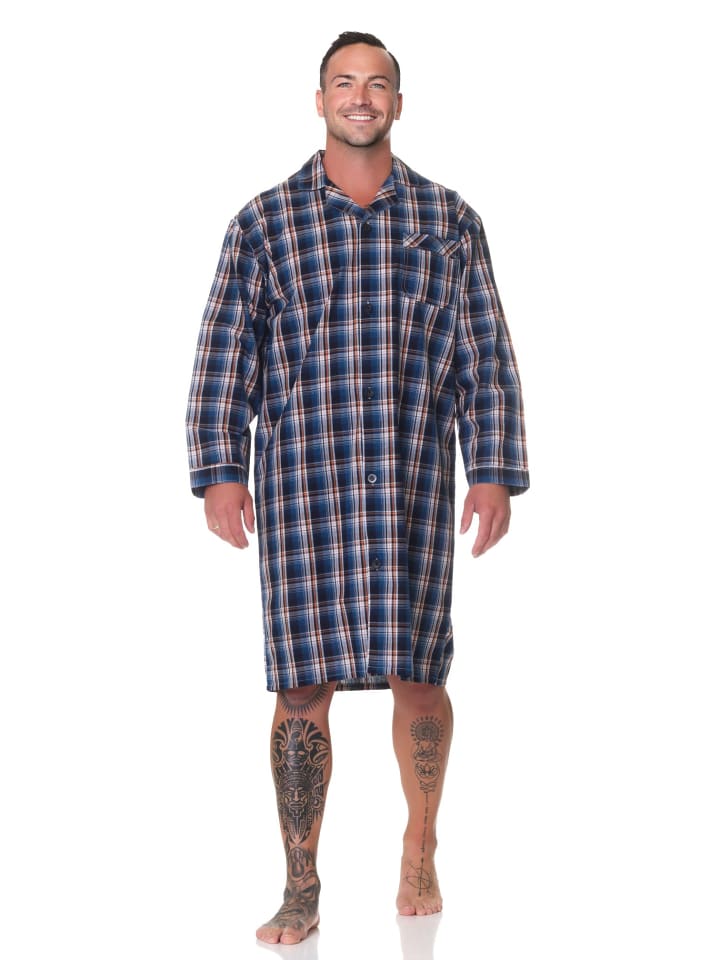 NORMANN Тканая ночная рубашка с длинными рукавами - 88867, синего цвета
NORMANN Тканая ночная рубашка с длинными рукавами - 88867, синего цвета