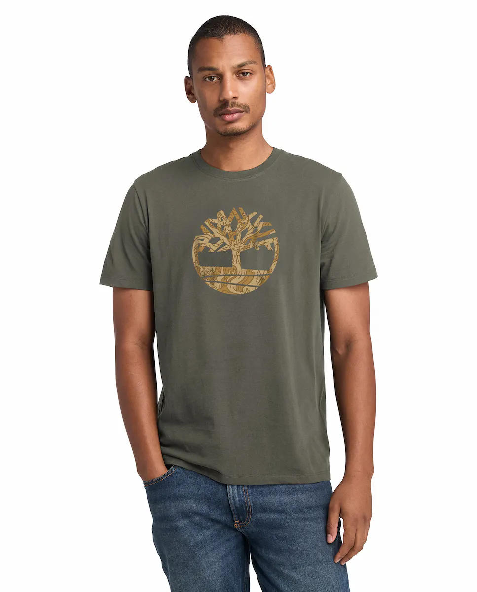 Мужская футболка с коротким рукавом и камуфляжным логотипом Tree Timberland, военный зеленый 
Мужская футболка с коротким рукавом и камуфляжным логотипом Tree Timberland, военный зеленый