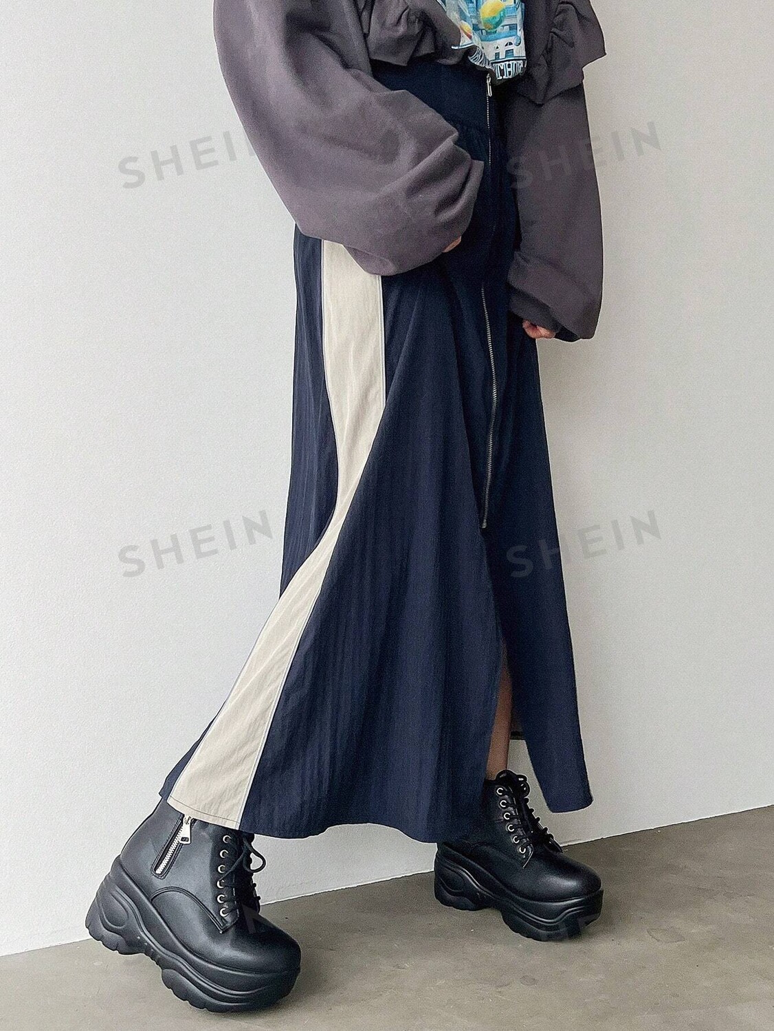 Простая женская юбка с цветными блоками для повседневной носки Friful, темно-синий 
Простая женская юбка с цветными блоками для повседневной носки Friful, темно-синий