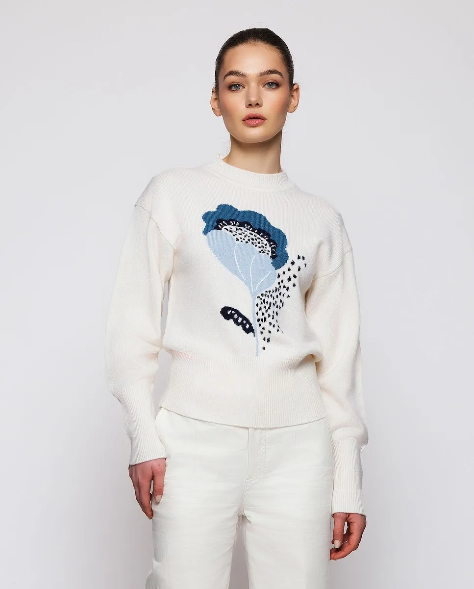 Женский джемпер жаккард с цветочным узором из шерсти и кашемира Mirto, белый
Женский джемпер жаккард с цветочным узором из шерсти и кашемира Mirto, белый