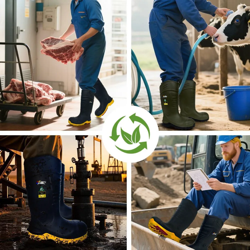 Мужские рабочие сапоги с ПУ-покрытием, стальным носком и стелькой - водонепроницаемые, противоскользящие, грязе- и дождестойкие, охотничьи сапоги, соответствующие стандарту ASTM F2413-24, устойчивые к кислотам и маслам LASTING PINNIP, зеленый
Мужские рабочие сапоги с ПУ-покрытием, стальным носком и стелькой - водонепроницаемые, противоскользящие, грязе- и дождестойкие, охотничьи сапоги, соответствующие стандарту ASTM F2413-24, устойчивые к кислотам и маслам LASTING PINNIP, зеленый