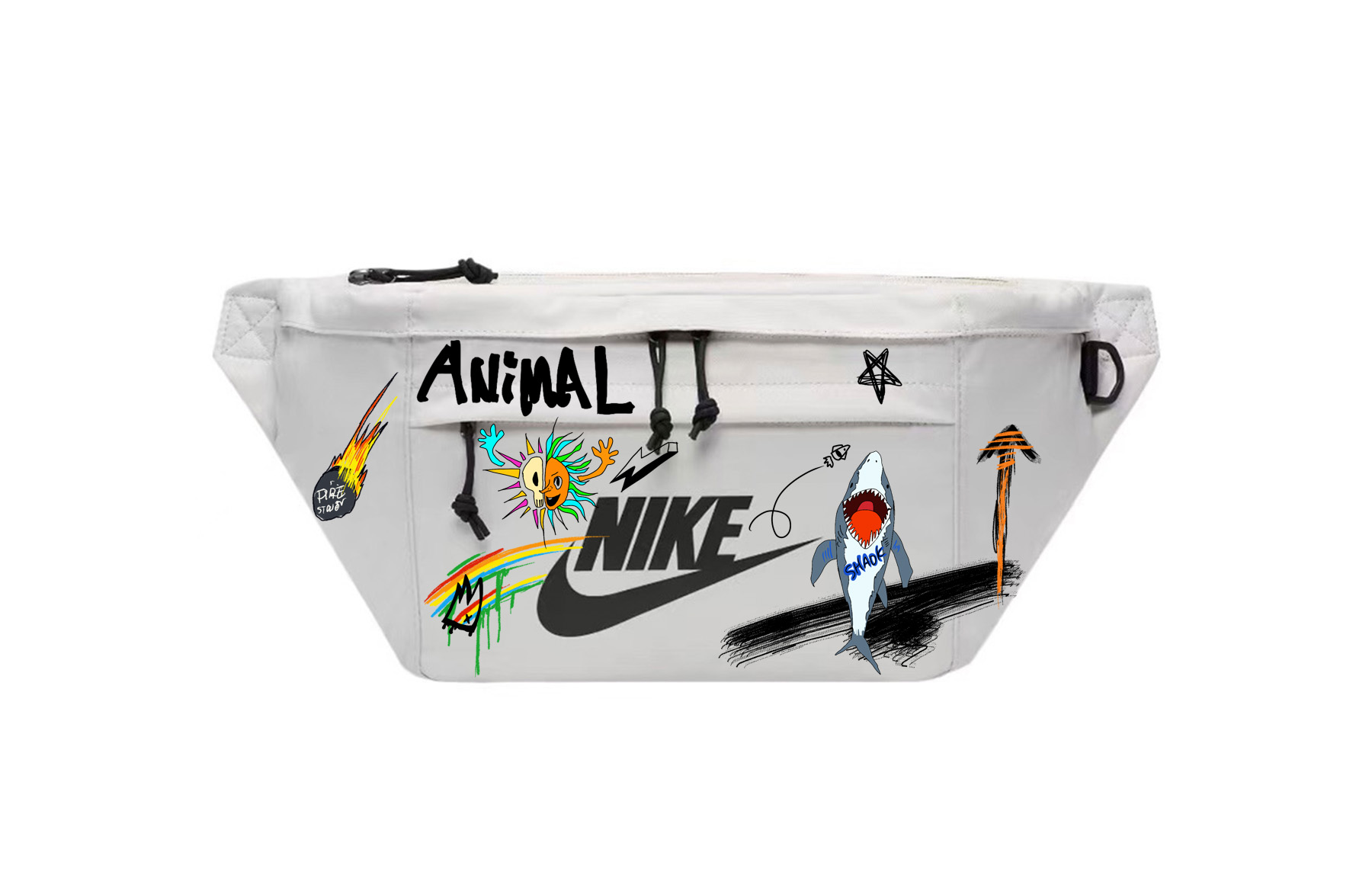 Nike Тканевый поясной рюкзак унисекс светло-серый, Shark Painted
Nike Тканевый поясной рюкзак унисекс светло-серый, Shark Painted