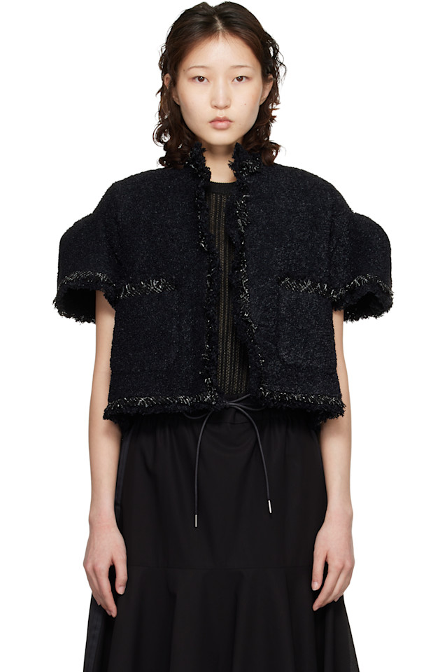 Твидовый пиджак Sacai, черный
Твидовый пиджак Sacai, черный
