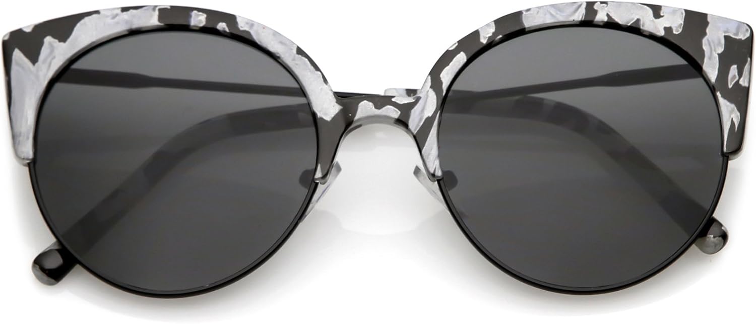 zeroUV - Женские солнцезащитные очки в полуободковой оправе с ультратонкими дужками, круглыми плоскими линзами, в форме «кошачьего глаза», диаметр линз 53 мм, Black Grey Black / Smoke
zeroUV - Женские солнцезащитные очки в полуободковой оправе с ультратонкими дужками, круглыми плоскими линзами, в форме «кошачьего глаза», диаметр линз 53 мм, Black Grey Black / Smoke