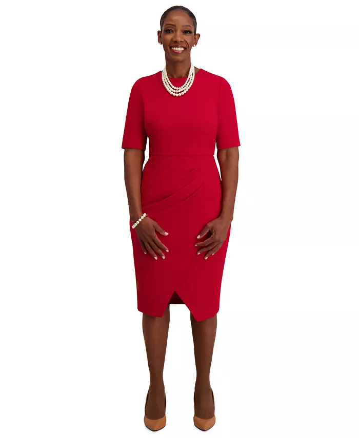Женское платье с короткими рукавами и боковыми складками, стандартные и плюс размеры Kasper, красный
Женское платье с короткими рукавами и боковыми складками, стандартные и плюс размеры Kasper, красный