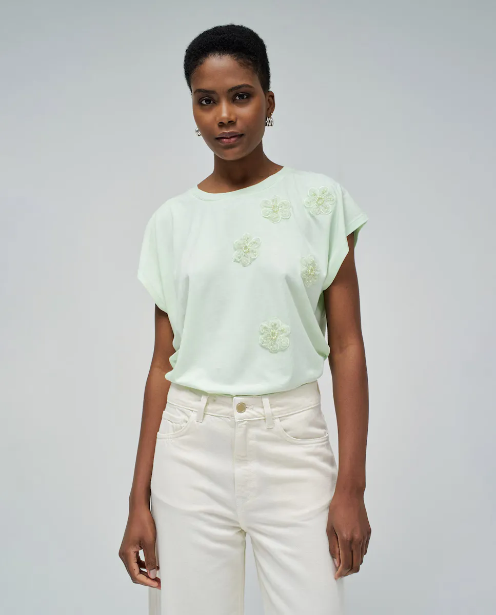 Женская футболка с цветочными аппликациями Salsa Jeans, зеленый
Женская футболка с цветочными аппликациями Salsa Jeans, зеленый
