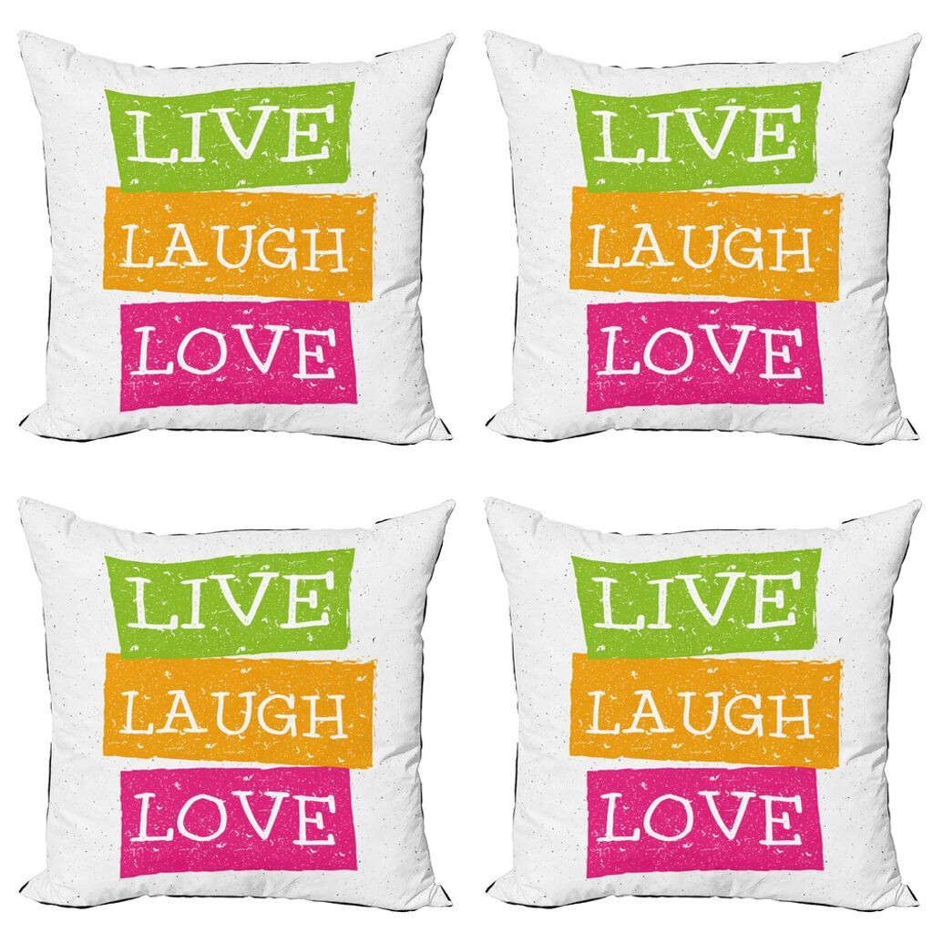 ABAKUHAUS Live Laugh Love Набор чехлов для подушек (4 предмета), Vibrant Joyous, современная двусторонняя цифровая печать, 45 см x 45 см, многоцветный
ABAKUHAUS Live Laugh Love Набор чехлов для подушек (4 предмета), Vibrant Joyous, современная двусторонняя цифровая печать, 45 см x 45 см, многоцветный