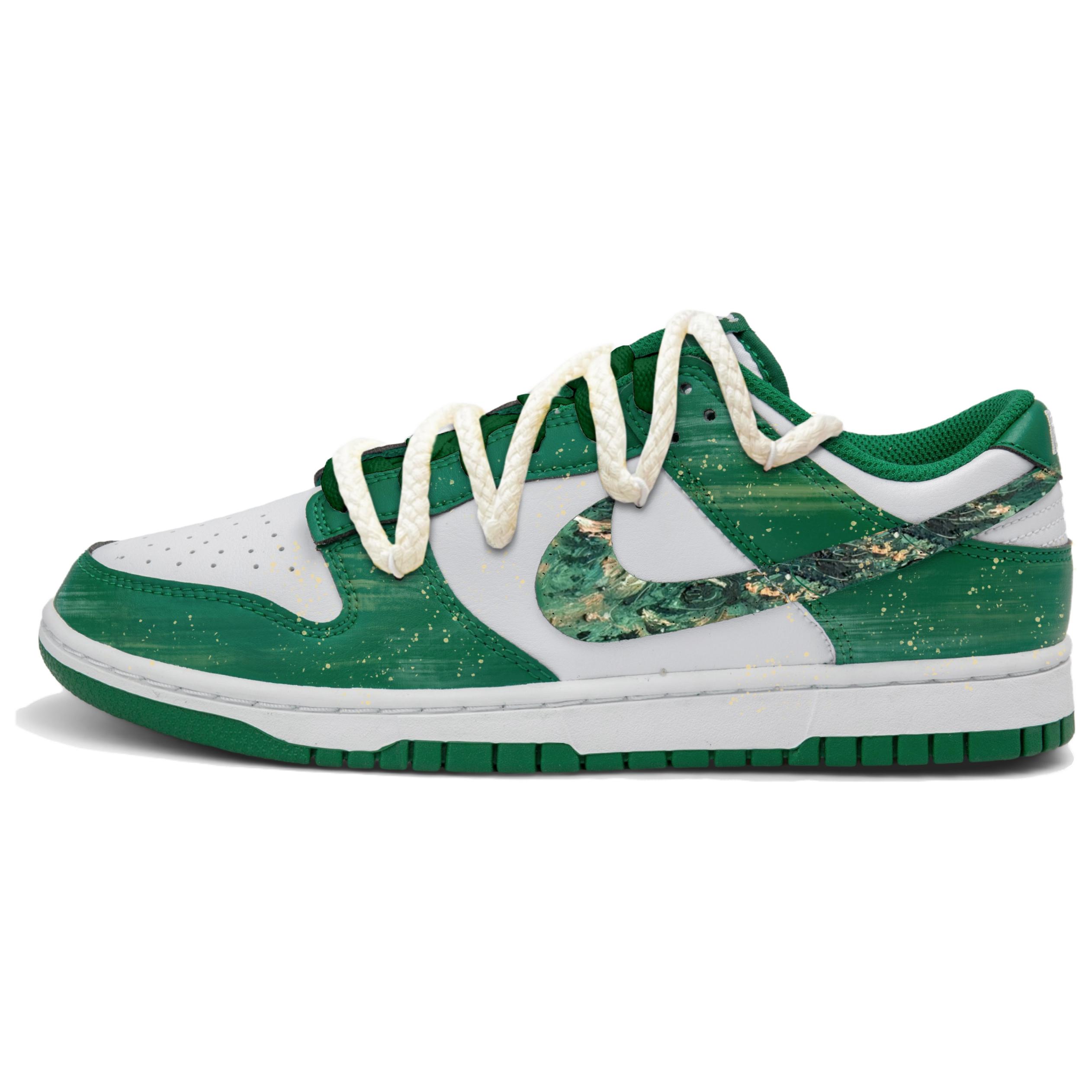 Nike Мужские низкие скейтбордные кроссовки Dunk, белый с зелеными элементами
Nike Мужские низкие скейтбордные кроссовки Dunk, белый с зелеными элементами