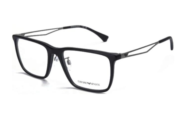 EMPORIO ARMANI Прямоугольная оправа для очков из металла, Black 
EMPORIO ARMANI Прямоугольная оправа для очков из металла, Black