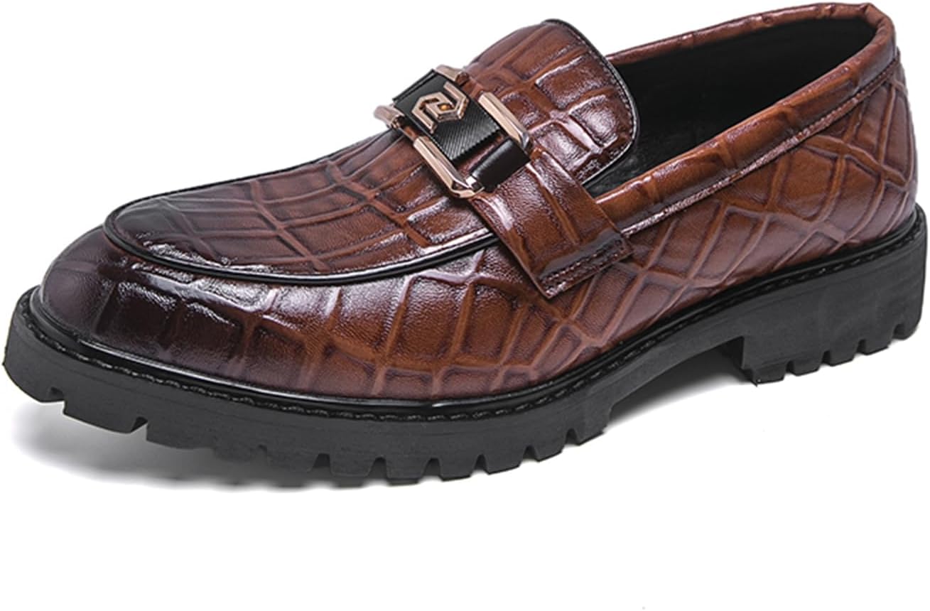 Мужские кожаные лоферы с тиснением под крокодила, на низком массивном каблуке, с круглым носком, стильный дизайн, подошва с протектором против скольжения, для вечеринок, свадеб, улицы и повседневного делового стиля Tengfeifly, коричневый
Мужские кожаные лоферы с тиснением под крокодила, на низком массивном каблуке, с круглым носком, стильный дизайн, подошва с протектором против скольжения, для вечеринок, свадеб, улицы и повседневного делового стиля Tengfeifly, коричневый