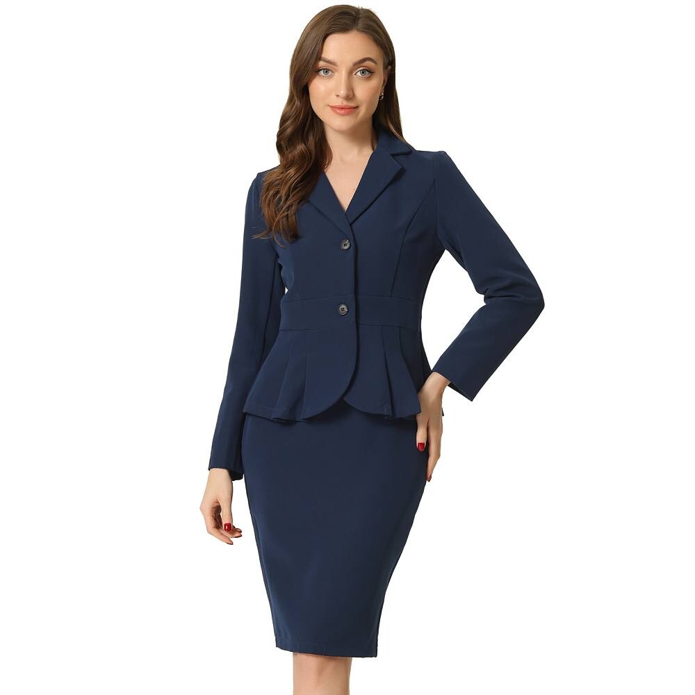 Женские комплекты из 2 предметов, офисный блейзер с баской и карандашом, деловая юбка, комплекты костюмов ALLEGRA K, темно-синий
Женские комплекты из 2 предметов, офисный блейзер с баской и карандашом, деловая юбка, комплекты костюмов ALLEGRA K, темно-синий