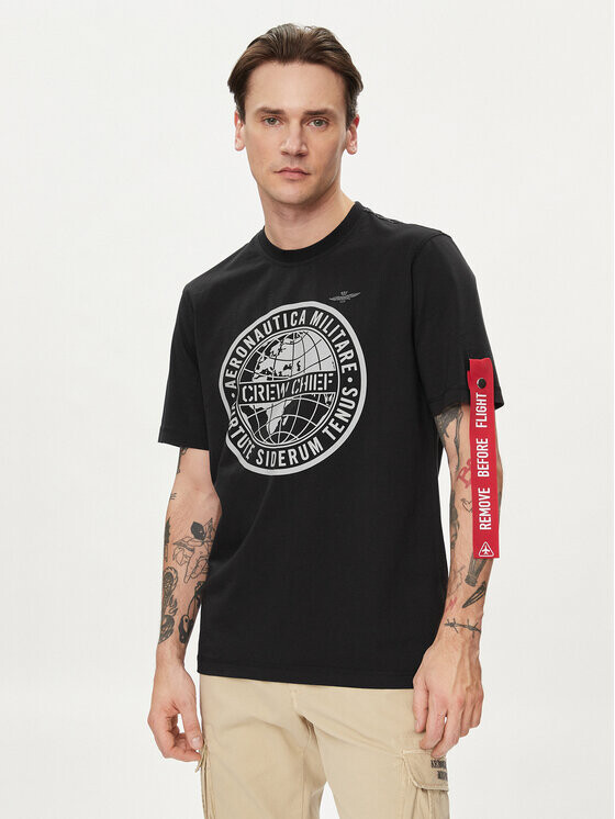 Футболка стандартного кроя Aeronautica Militare, черный 
Футболка стандартного кроя Aeronautica Militare, черный