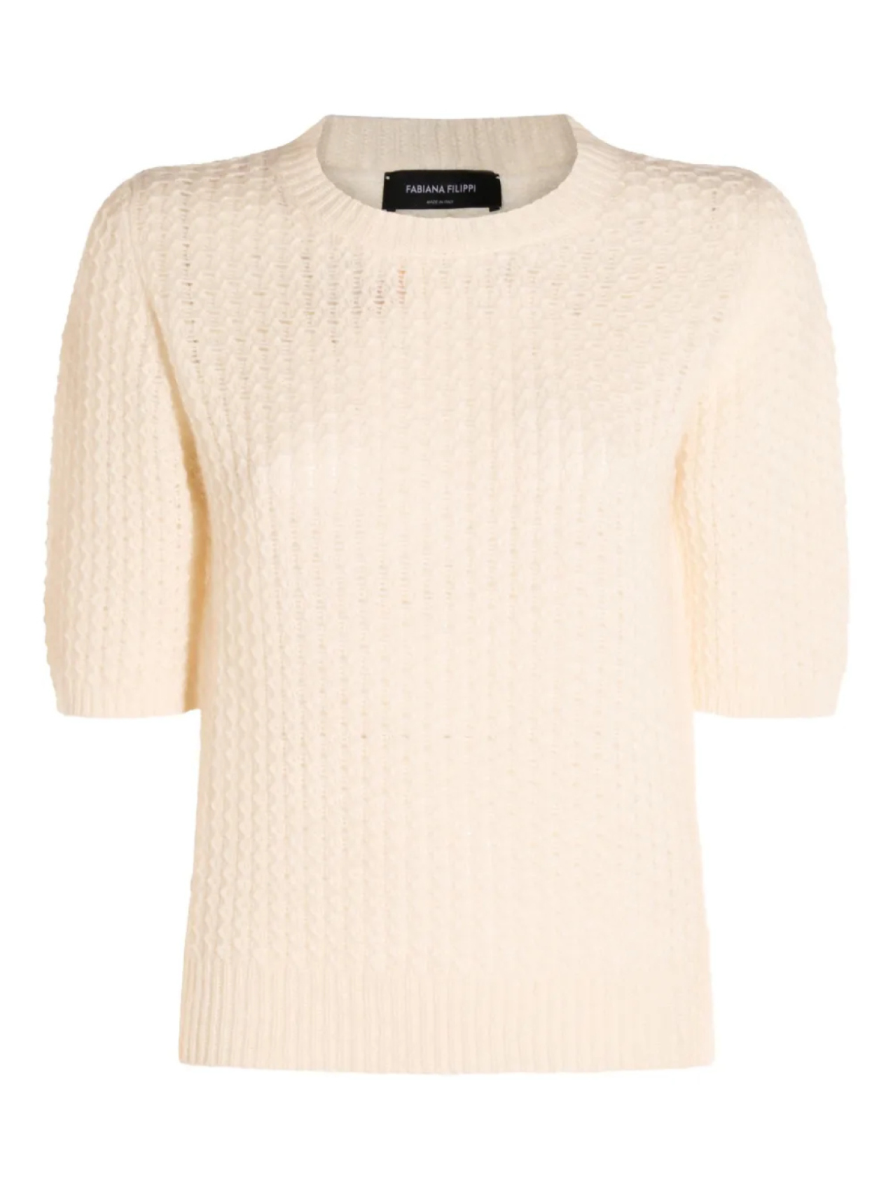 Фактурный свитер с короткими рукавами Fabiana Filippi, нейтральный
Фактурный свитер с короткими рукавами Fabiana Filippi, нейтральный