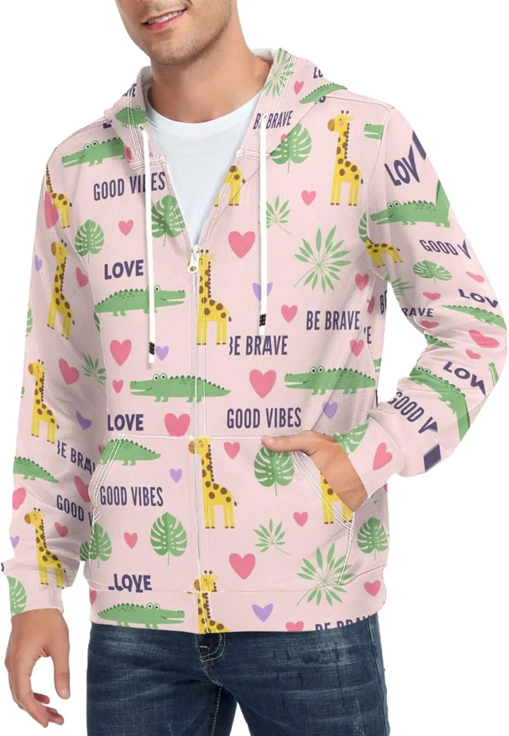 Мужская толстовка с капюшоном на молнии Giraffe Crocodile Hearts Leaves CUPADA
Мужская толстовка с капюшоном на молнии Giraffe Crocodile Hearts Leaves CUPADA