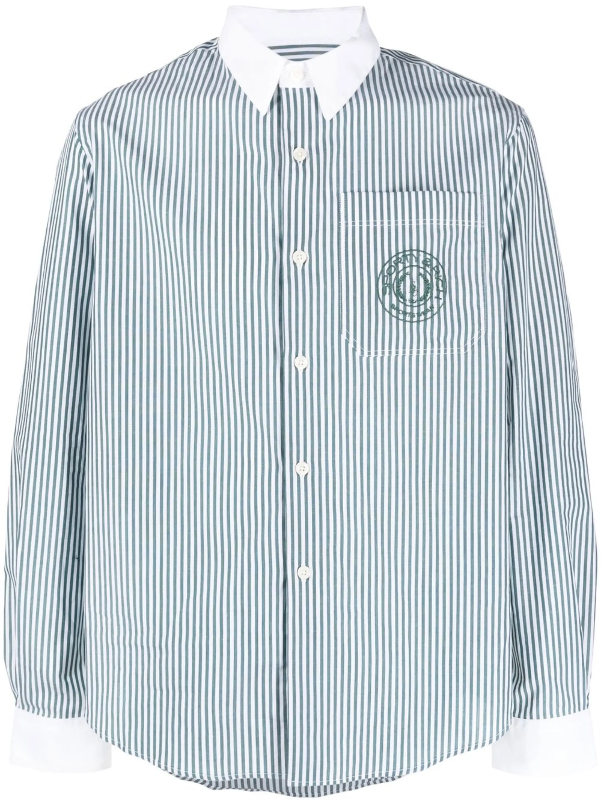 Полосатая рубашка с вышитым логотипом Sporty & Rich, зеленый
Полосатая рубашка с вышитым логотипом Sporty & Rich, зеленый