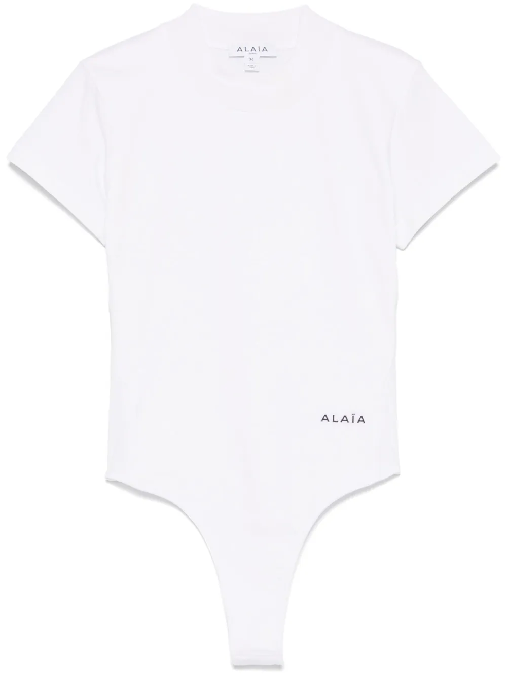 Боди с вышитым логотипом Alaïa, белый 
Боди с вышитым логотипом Alaïa, белый