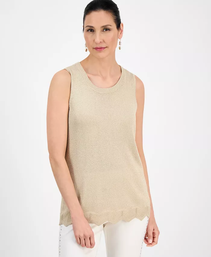 Женский топ без рукавов с круглым вырезом из люрексовой пряжи JM Collection, золотой
Женский топ без рукавов с круглым вырезом из люрексовой пряжи JM Collection, золотой