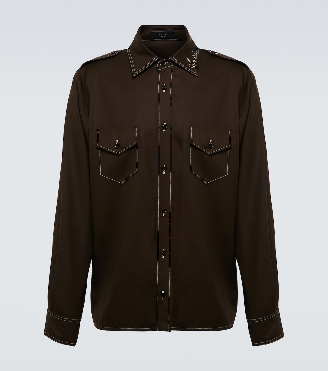 Шерстяная верхняя рубашка Amiri, темно-коричневый 
Шерстяная верхняя рубашка Amiri, темно-коричневый