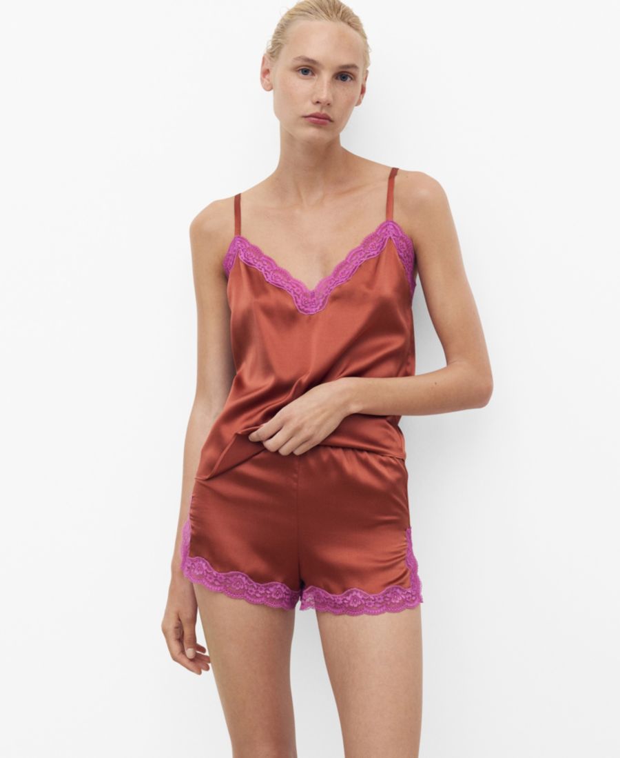 Женский шелковый топ с контрастным кружевом MANGO, Brown
Женский шелковый топ с контрастным кружевом MANGO, Brown