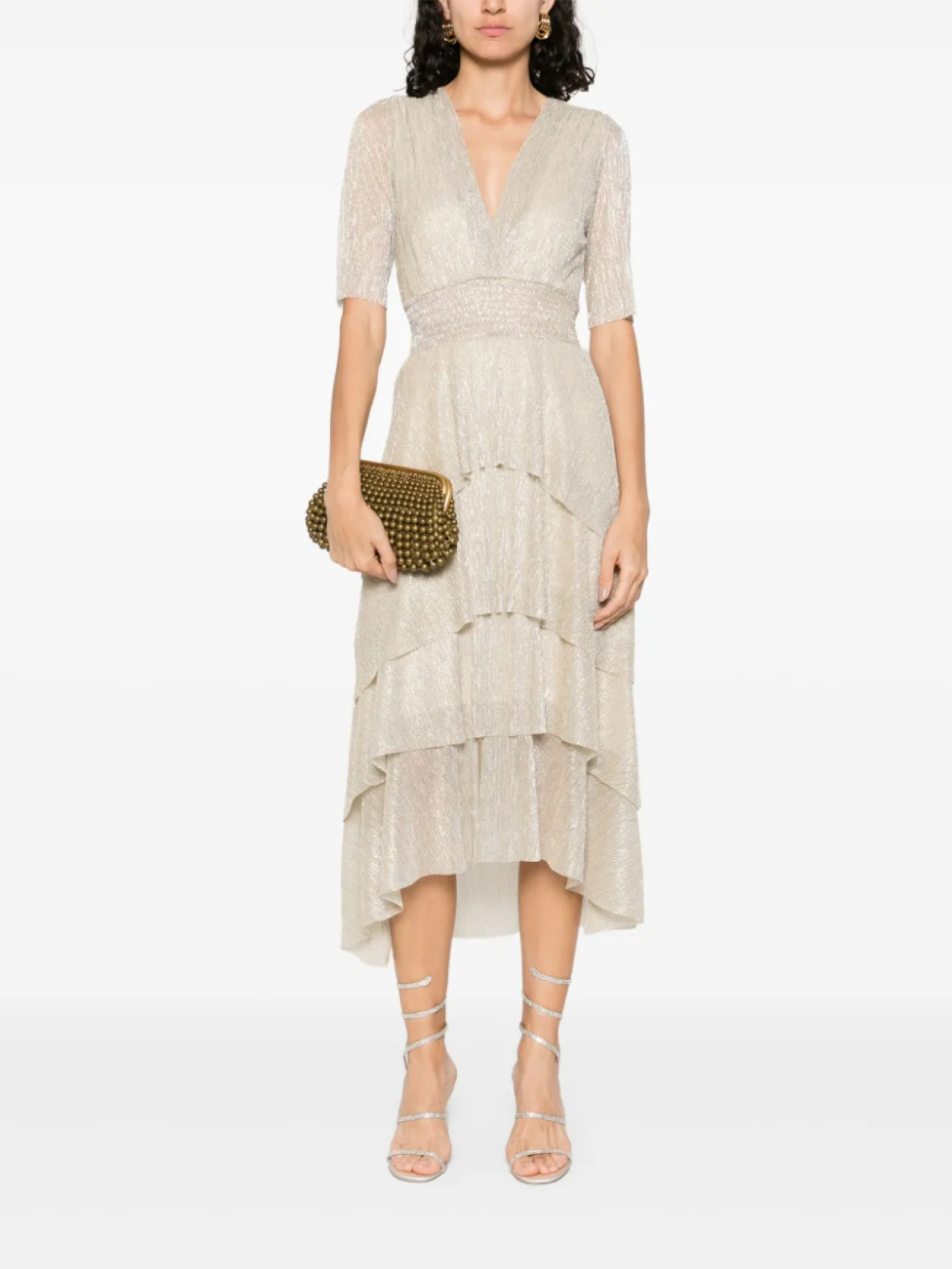 Платье миди Maje с металлическими воланами, нейтральный
Платье миди Maje с металлическими воланами, нейтральный