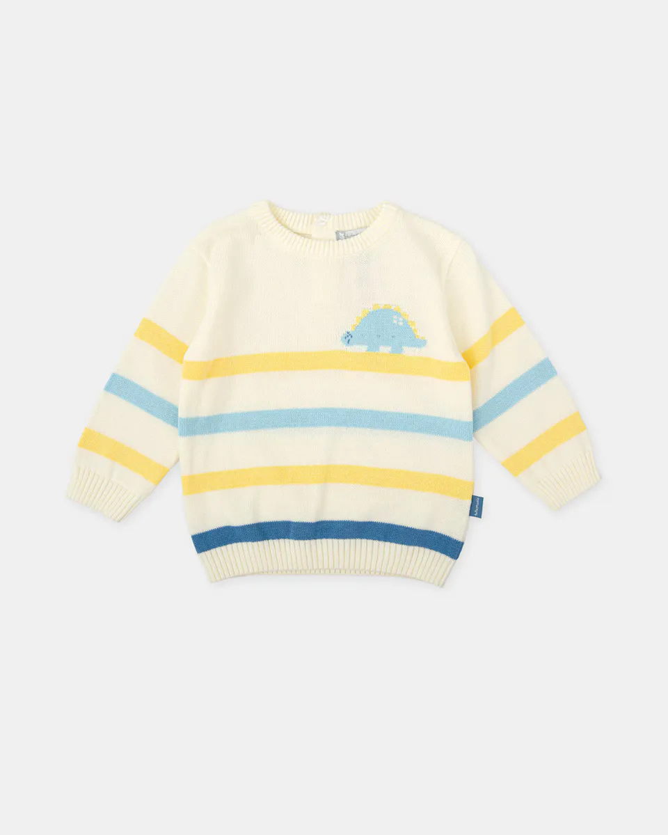 Вязаный свитер для мальчика с полосками и динозавром Tutto Piccolo, белый
Вязаный свитер для мальчика с полосками и динозавром Tutto Piccolo, белый