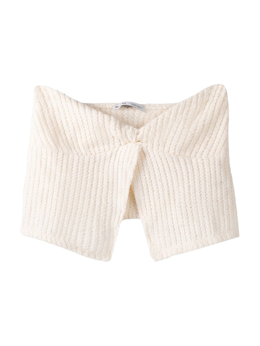 Вязаный топ Bershka, бежевый
Вязаный топ Bershka, бежевый