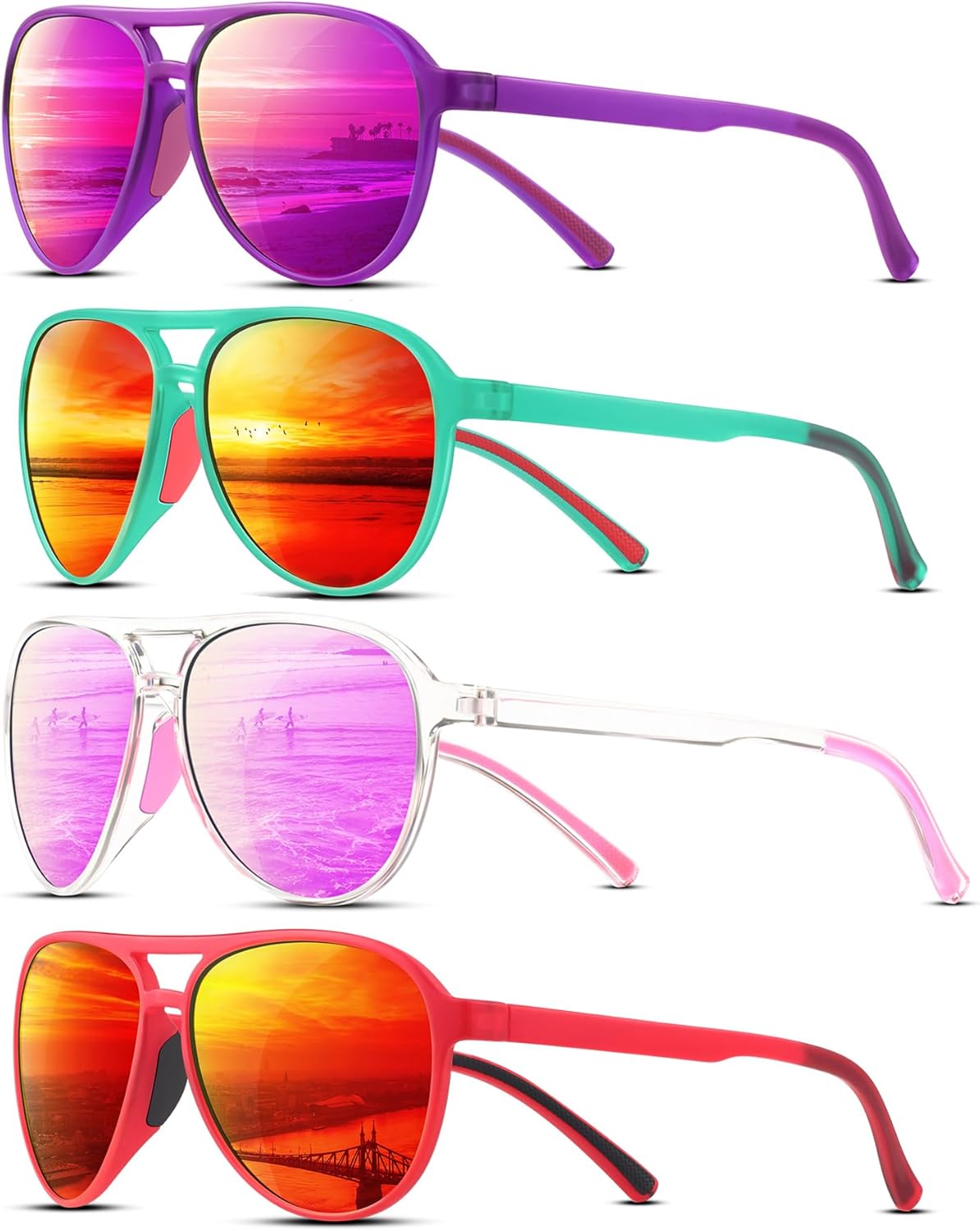 KUGUAOK 4PACK Поляризованные солнцезащитные очки-авиаторы для женщин и мужчин, спортивный стиль, защита UV400, очки для бега, винтажные модные очки - AA112, 4pcs-red+pink+green Red+purple
KUGUAOK 4PACK Поляризованные солнцезащитные очки-авиаторы для женщин и мужчин, спортивный стиль, защита UV400, очки для бега, винтажные модные очки - AA112, 4pcs-red+pink+green Red+purple