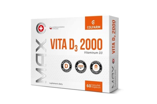 Vita D3 2000 Max, Добавка , 60 капсул Colfarm
Vita D3 2000 Max, Добавка , 60 капсул Colfarm