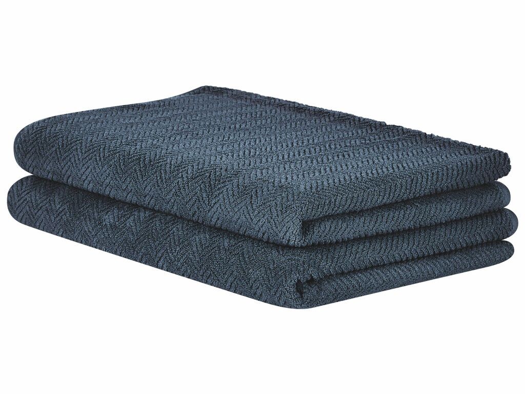 Комплект полотенец BELIANI темно-синий махровый хлопок пляжное полотенце из 2 предметов 100 x 150 см современное впитывающее быстросохнущее кольцевого прядения для ванной комнаты 
Комплект полотенец BELIANI темно-синий махровый хлопок пляжное полотенце из 2 предметов 100 x 150 см современное впитывающее быстросохнущее кольцевого прядения для ванной комнаты