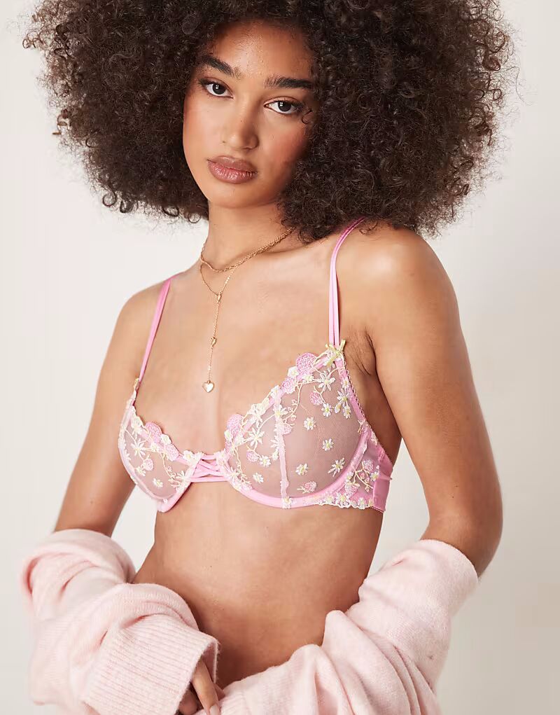 Бюстгальтер на косточках премиум-класса с вышивкой ASOS DESIGN Cleo розового цвета
Бюстгальтер на косточках премиум-класса с вышивкой ASOS DESIGN Cleo розового цвета