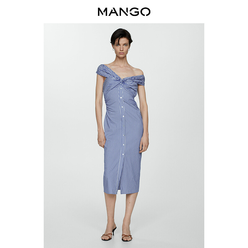 Женское платье Mango с открытыми плечами, светло-голубой
Женское платье Mango с открытыми плечами, светло-голубой