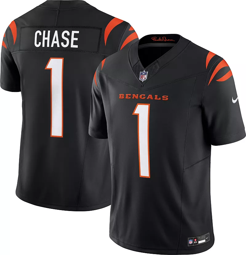 Мужские кроссовки Nike Cincinnati Bengals Ja'Marr Chase #1 Vapor F.U.S.E. Ограниченное черное джерси
Мужские кроссовки Nike Cincinnati Bengals Ja'Marr Chase #1 Vapor F.U.S.E. Ограниченное черное джерси