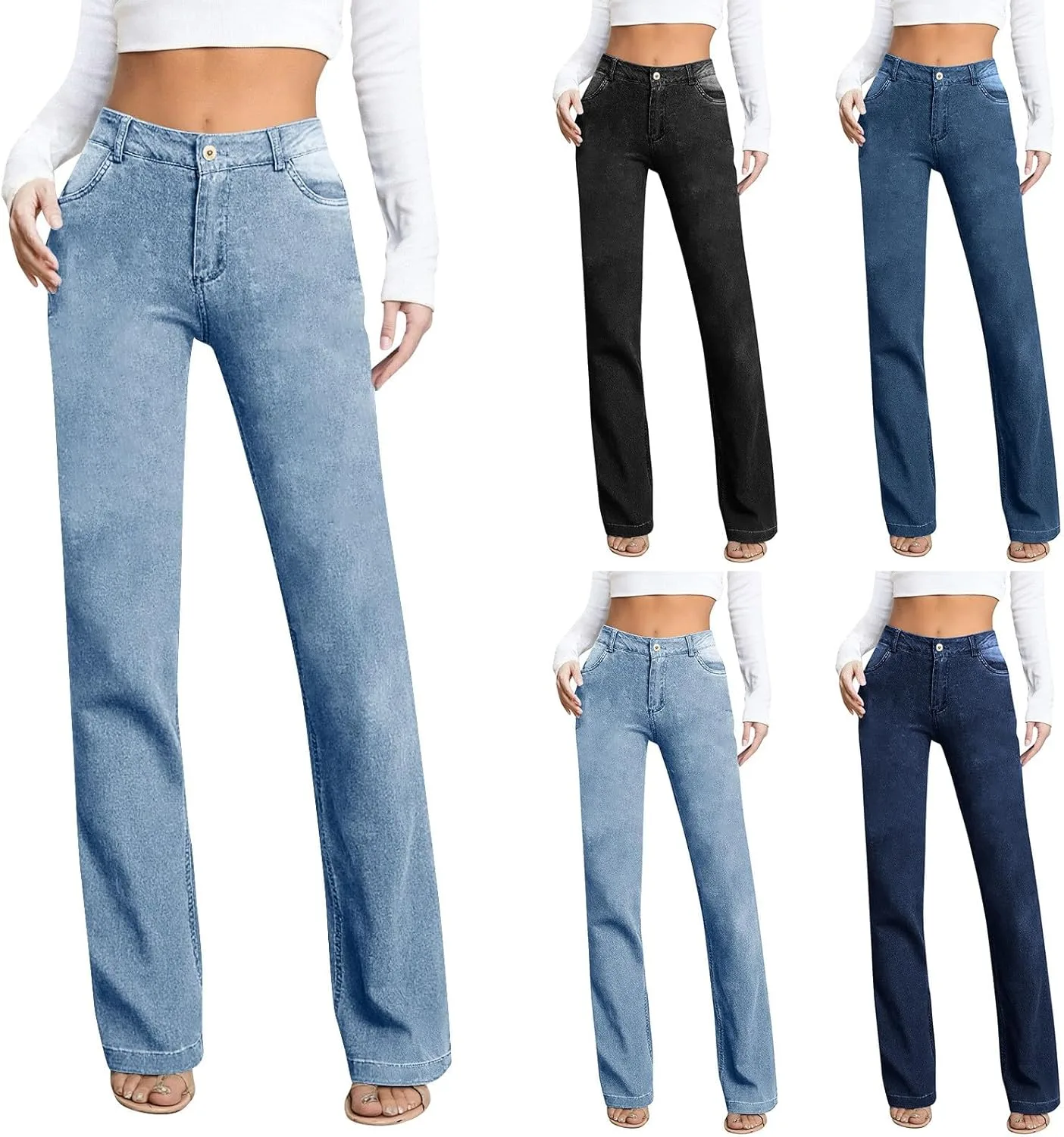 Джинсы для женщин High Waisted, стрейч, прямые, с карманами
Джинсы для женщин High Waisted, стрейч, прямые, с карманами